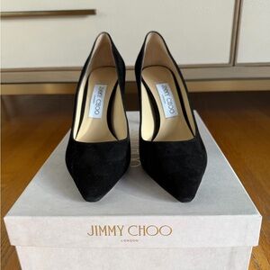 Jimmy Choo Romy 85 Black Suede Pumps, size 7